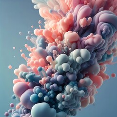 Glossy ink swirl in pastel colors with smooth flow and dreamy soft contrast