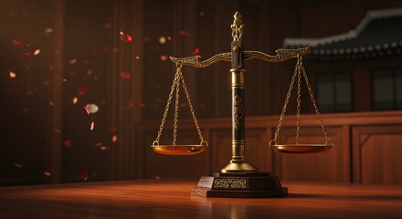 South Korea Constitution Day (Jeheonjeol) – July 17 image featuring scales of justice and Korean elements symbolizing law, democracy and national heritage