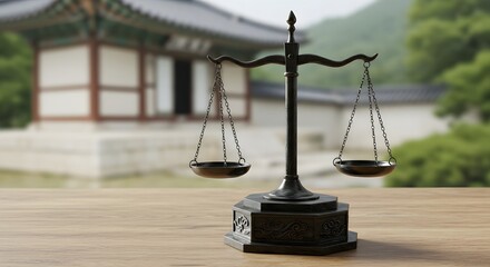 South Korea Constitution Day (Jeheonjeol) – July 17 image featuring scales of justice and Korean elements symbolizing law, democracy and national heritage