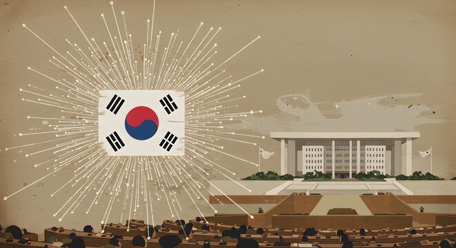 South Korea Constitution Day (Jeheonjeol) – July 17 Illustration with Symbolic Representations of Democracy, Constitutional Law, and National Identity
