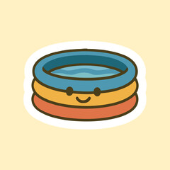 Cute Summer Pool Vector Illustration – Kawaii Swimming Pool Sticker for Kids and Summer Fun
