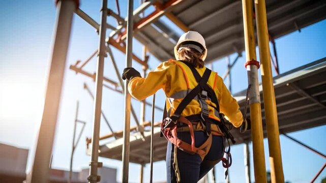 Construction worker on scaffolding