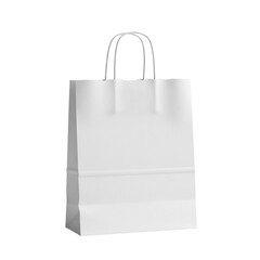 Blank white paper shopping bag with handles isolated