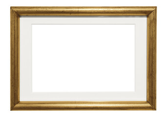 Gilded picture frame with passepartout on transparent background, png image	
