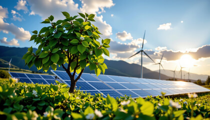 Renewable energy action solar farm location nature content sustainable environment scenic viewpoint