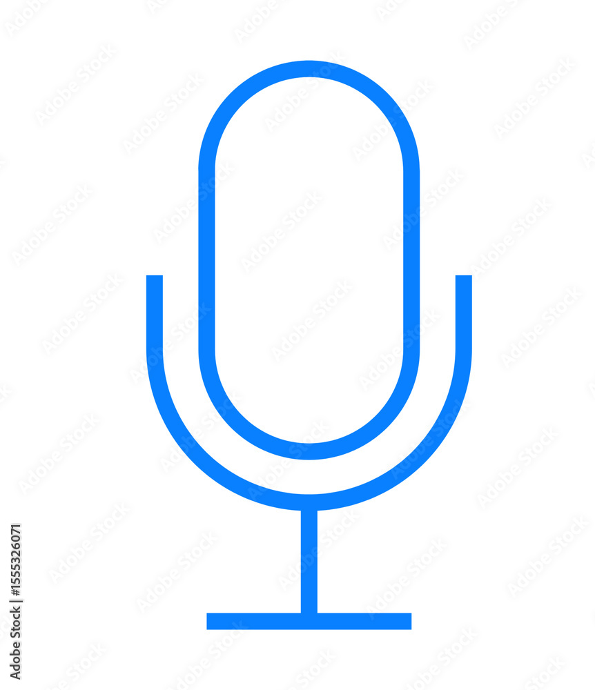 Poster sleek azure microphone icon on transparent backdrop a modern symbol for audio recording and communic