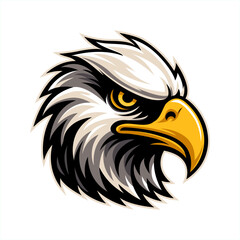Fierce Eagle Head Vector Illustration – Bold Mascot Style Bird Logo Isolated on White