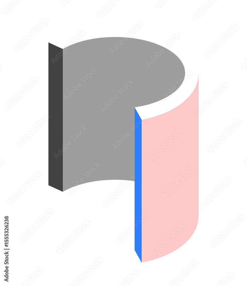 Poster isometric hollow cylinder on transparent background depicting industrial design and engineering conc