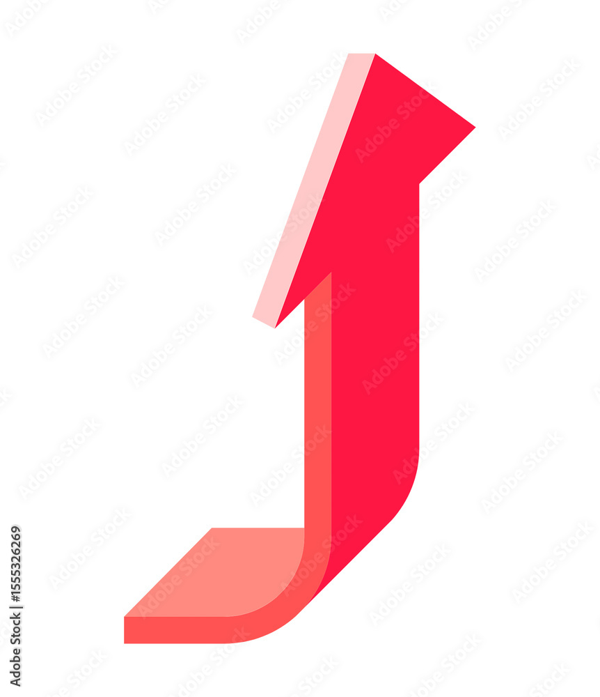 Poster isometric red arrow pointing upward on transparent backdrop symbolizing growth and progress in busin