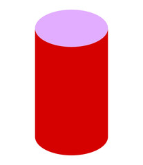 3D Render of a Red Cylinder with Purple Top on Transparent Background, Ideal for Product Mockups and Geometric Visualizations, Graphic Design Resource