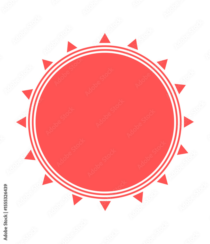 Poster coral sunburst circle frame on transparent background a vibrant and energetic design element for sum