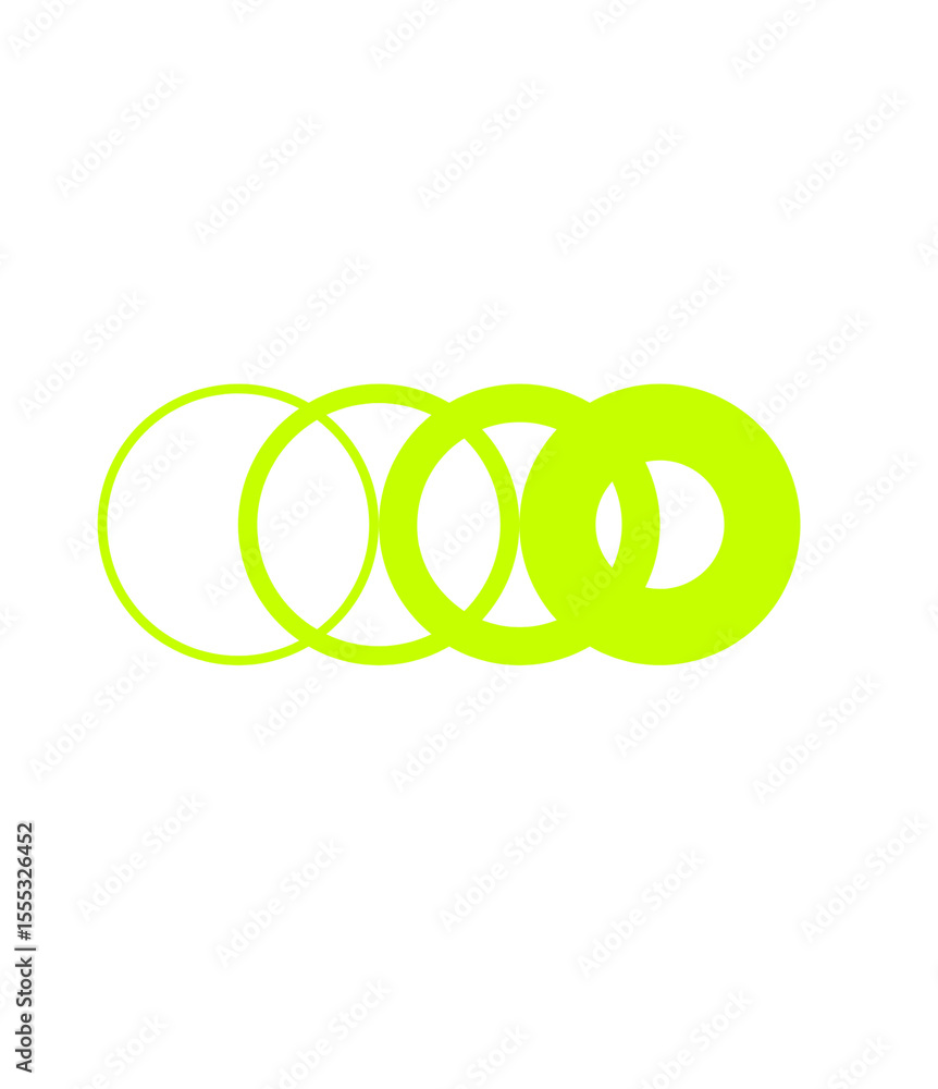 Poster overlapping chartreuse circles on transparent backdrop a dynamic and modern design element for abstr