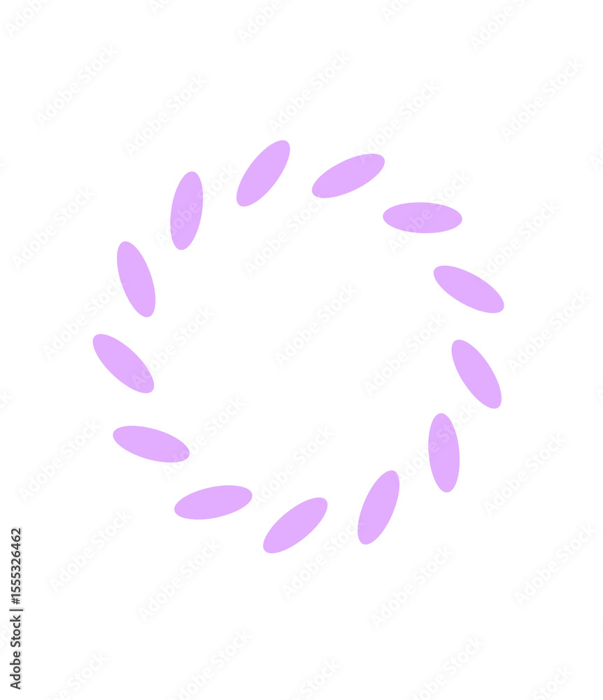 Poster circular arrangement of lavender ovals on transparent backdrop a design element showcasing symmetry 