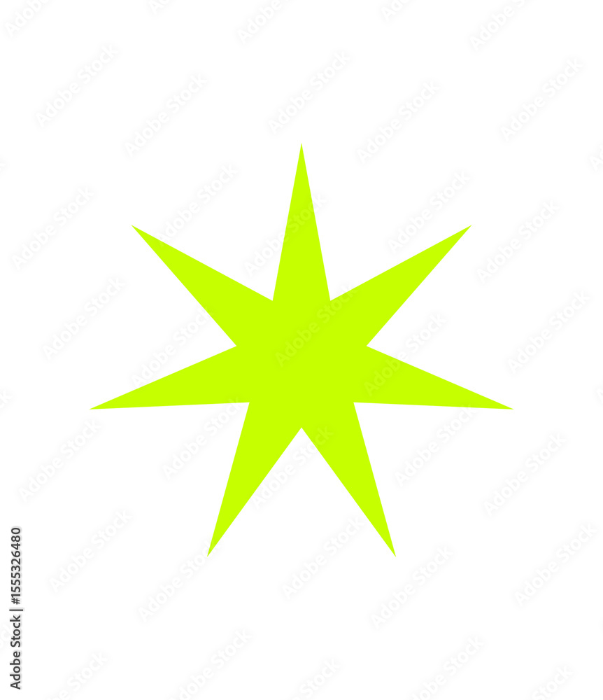 Poster eight pointed star in neon green on transparent background a striking design element for modern grap