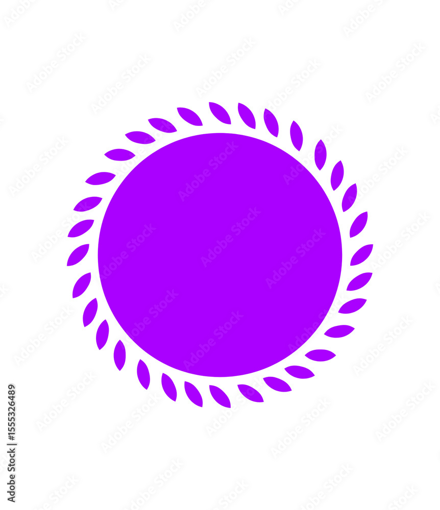 Poster vivid purple circular design with leaf-like border on transparent backdrop a decorative graphic elem