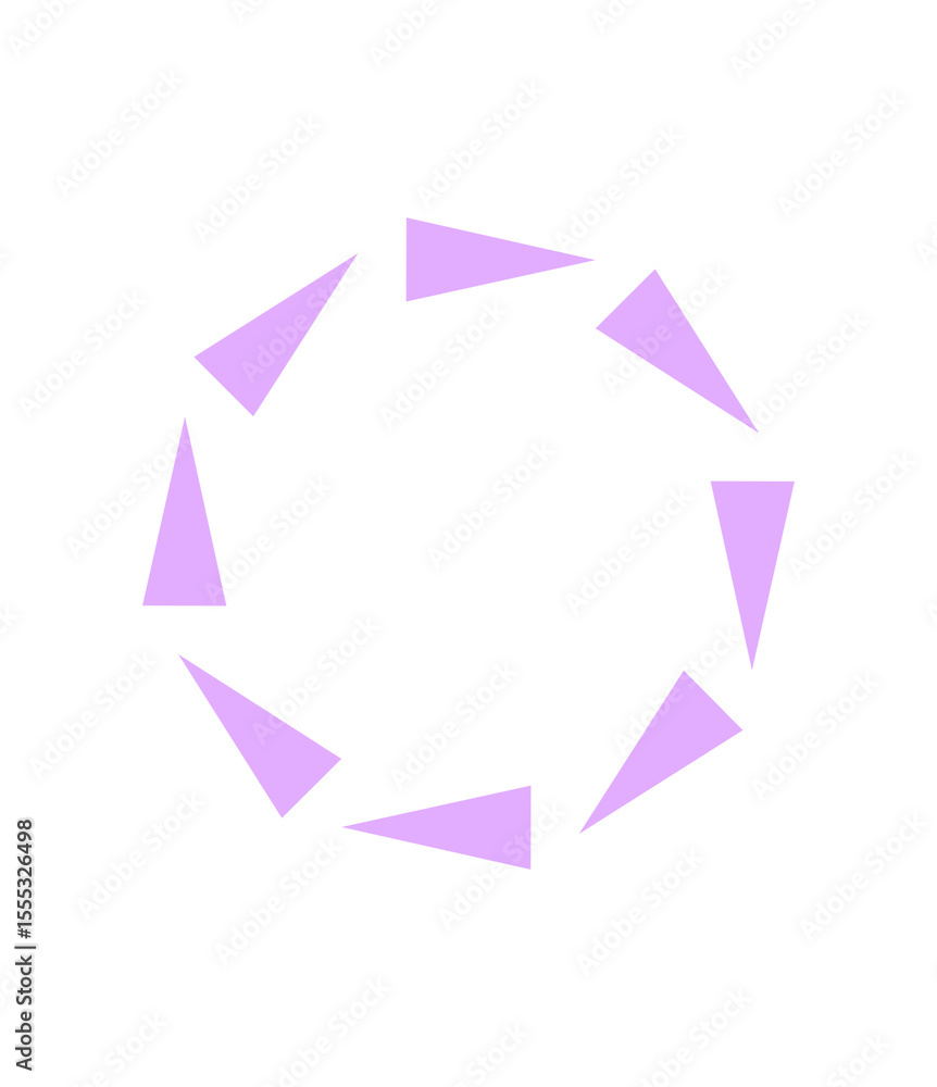 Poster lilac triangle segmented circle on transparent backdrop a modern graphic element for design projects