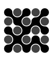 Monochrome Interconnected Blob Pattern with Circular Elements on a Transparent Backdrop, Forming a Seamless and Modern Abstract Design