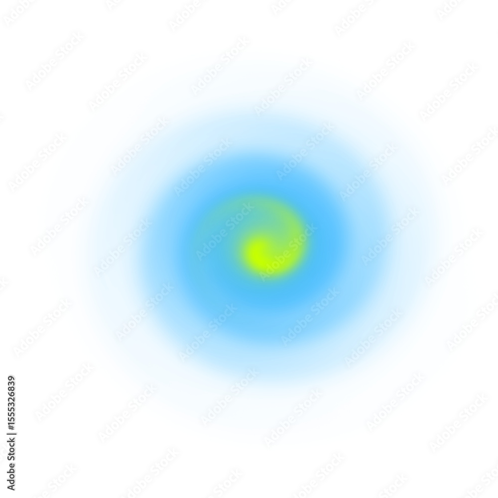Poster swirling light effect with cyan and yellow tones on a transparent backdrop, ideal for adding a dynam