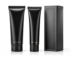 black cosmetic tube packaging mockup product display 