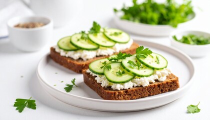 Swedish Open-Faced Sandwiches Smörgås. Vegetarian Food Close Up