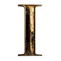 Rusty metal letter I with distressed texture, showcasing vintage industrial style. This unique letter can add character to various design projects