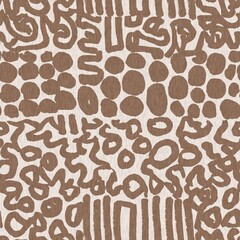 Calm scribble shape minimal shape seamless pattern. Gender neutral baby nursery natural brown linen decor background. Scandi style sketch doodle wallpaper in decorative kid fashion swatch. 