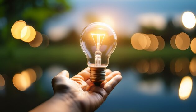 idea s illumination a radiant light bulb casts a soft glow symbolizing a burst of innovative ideas amidst a dreamy blurred ambiance