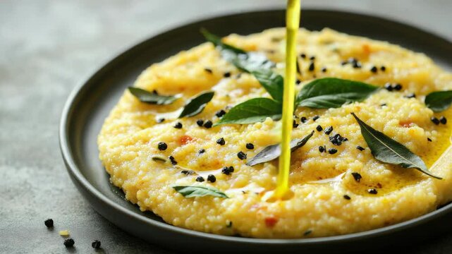 A hearty Indian dish featuring rice, cumin seeds, coriander leaves and spices. A nutritious vegetarian option, this ethnic cuisine is rich in flavors and colors.