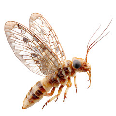 True bug nymph stage with tiny wings and segmented body, brownish soft exoskeleton, isolated macro realism, 8K transparent PNG