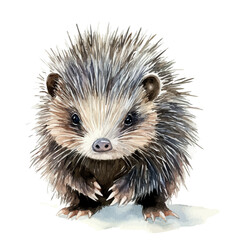 Porcupine, watercolor illustration vector, isolated on a white background.