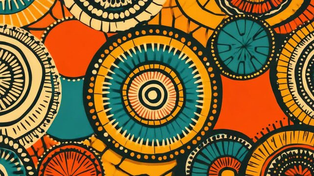 Colorful mandala design with concentric circles and intricate patterns.