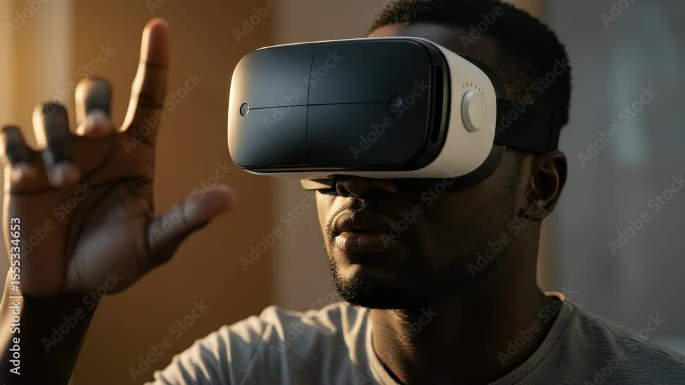 Poster exploring virtual reality in a focused session at home during the evening hours