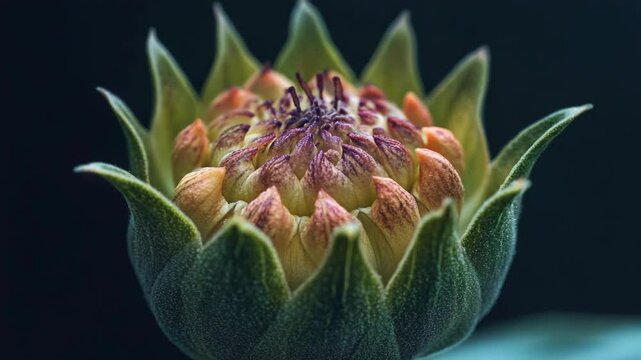 Pink and yellow flower of a proteaceae plant, close-up with shallow depth of field, highlighting texture details.