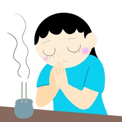 お線香をあげて手を合わせるシーン
