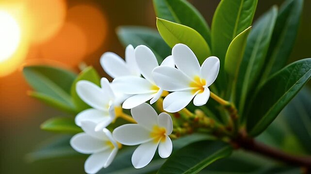 Leaves and Flowers of Orange Jasmine: Close-up Bloom