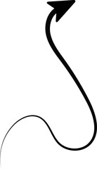 Tapered arrow with a defined curving trajectory in a single flowing direction.