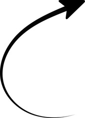 Single flowing curved arrow with a progressively thinning stroke.