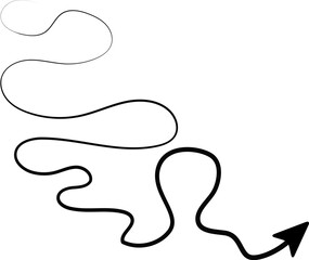 Arrow combines a curved path with a curl and gradually narrows in stroke.