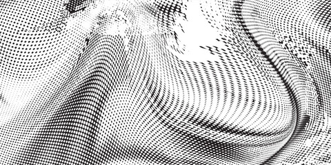 Monochrome gradient halftone dots background. Vector illustration. Abstract small grunge dots on white background