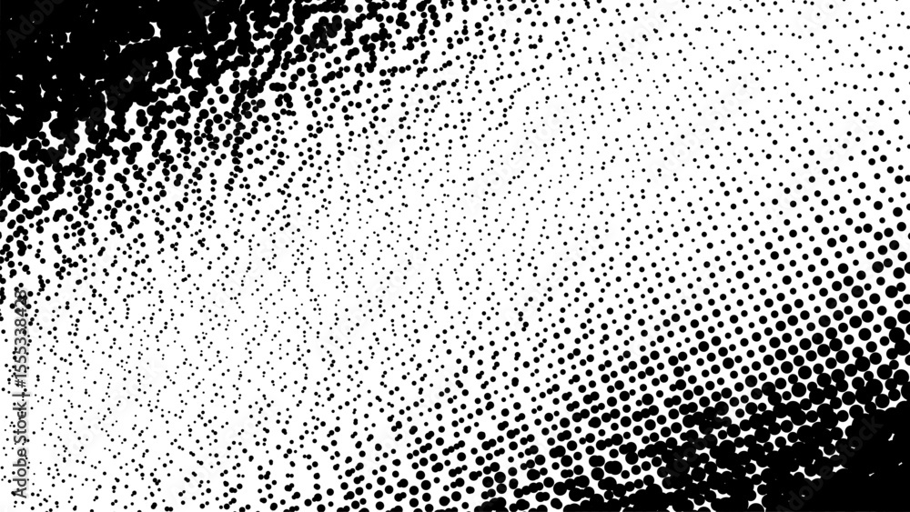 Aufkleber Halftone dotted gradient background abstract. Black and white circles pattern. Vintage graphic pop art texture design for digital art.