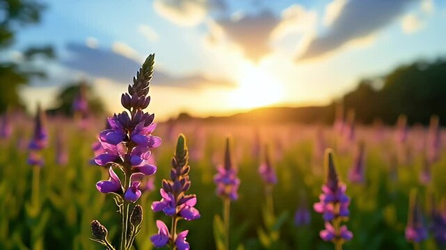 Violet Wildflower in Agricultural Field