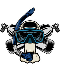 Vector scuba diving mask and snorkel