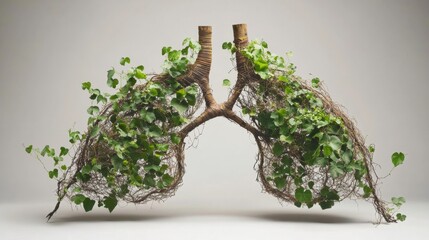 Lungs Formed from Vines Representing Nature and Health Interconnectedness
