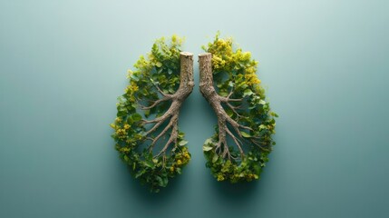 Lungs Formed from Leaves and Branches Representing Nature and Health