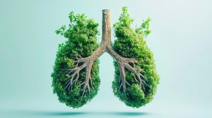 Lungs Made of Green Trees Symbolizing Health and Nature Connection