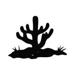 Obraz premium Silhouette cactus in bold black style on transparent background