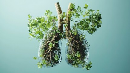 Lungs Made of Ivy and Roots Symbolizing Nature and Environmental Health