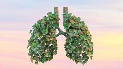 Lungs Made of Ivy Leaves Symbolizing Health and Vitality Concept