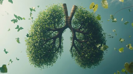 Lungs Shaped Tree Symbolizing Breath of Nature Conceptual Artwork