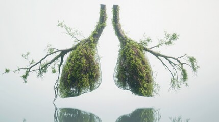 Lungs Shaped Trees Depicting Nature's Interconnection with Humanity